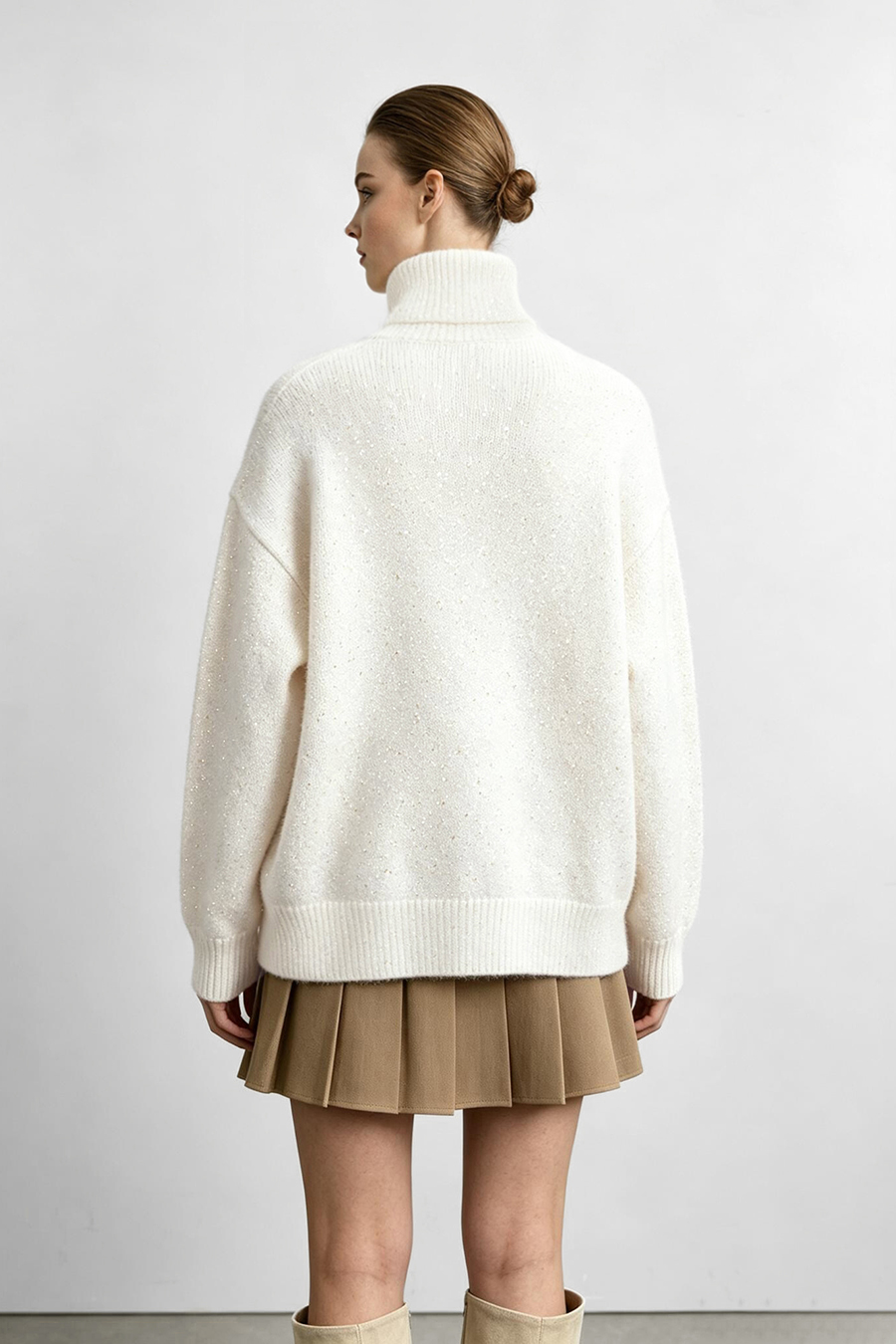 Metallic Sequin Yarn Sweater|AMII