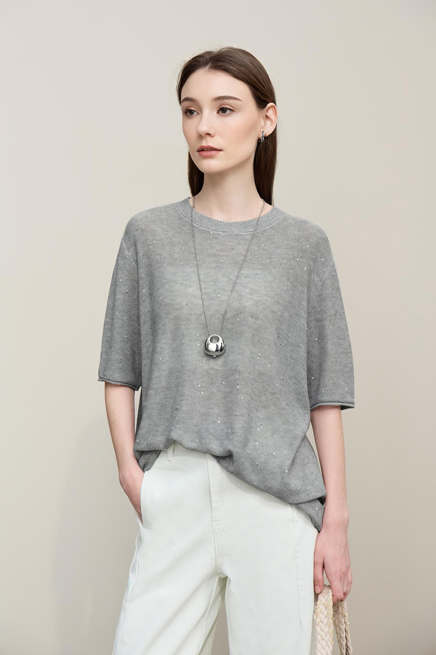 Sequin Yarn Knit Sweater