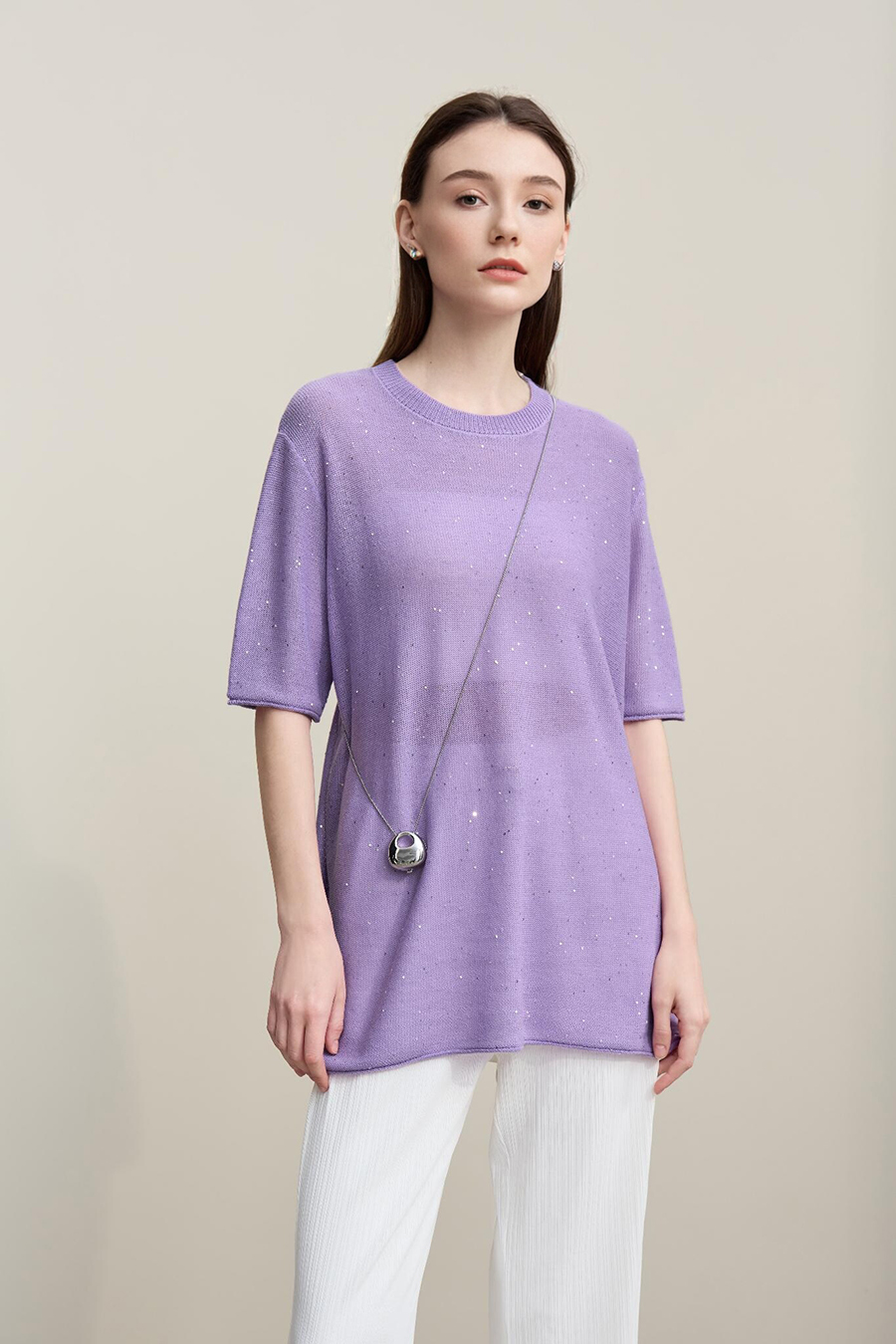 Sequin Yarn Knit Sweater