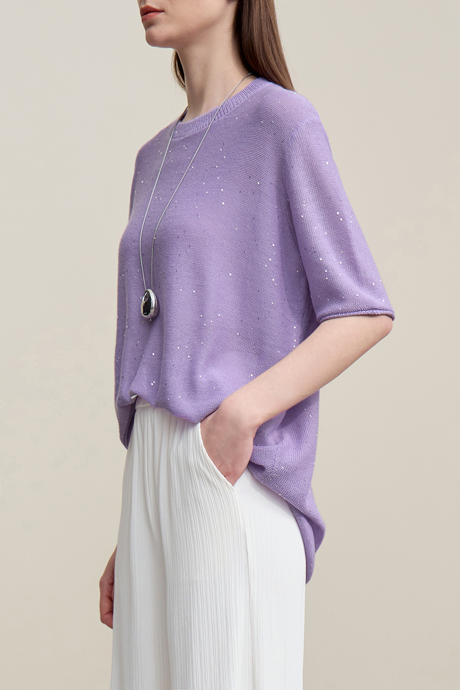 Sequin Yarn Knit Sweater