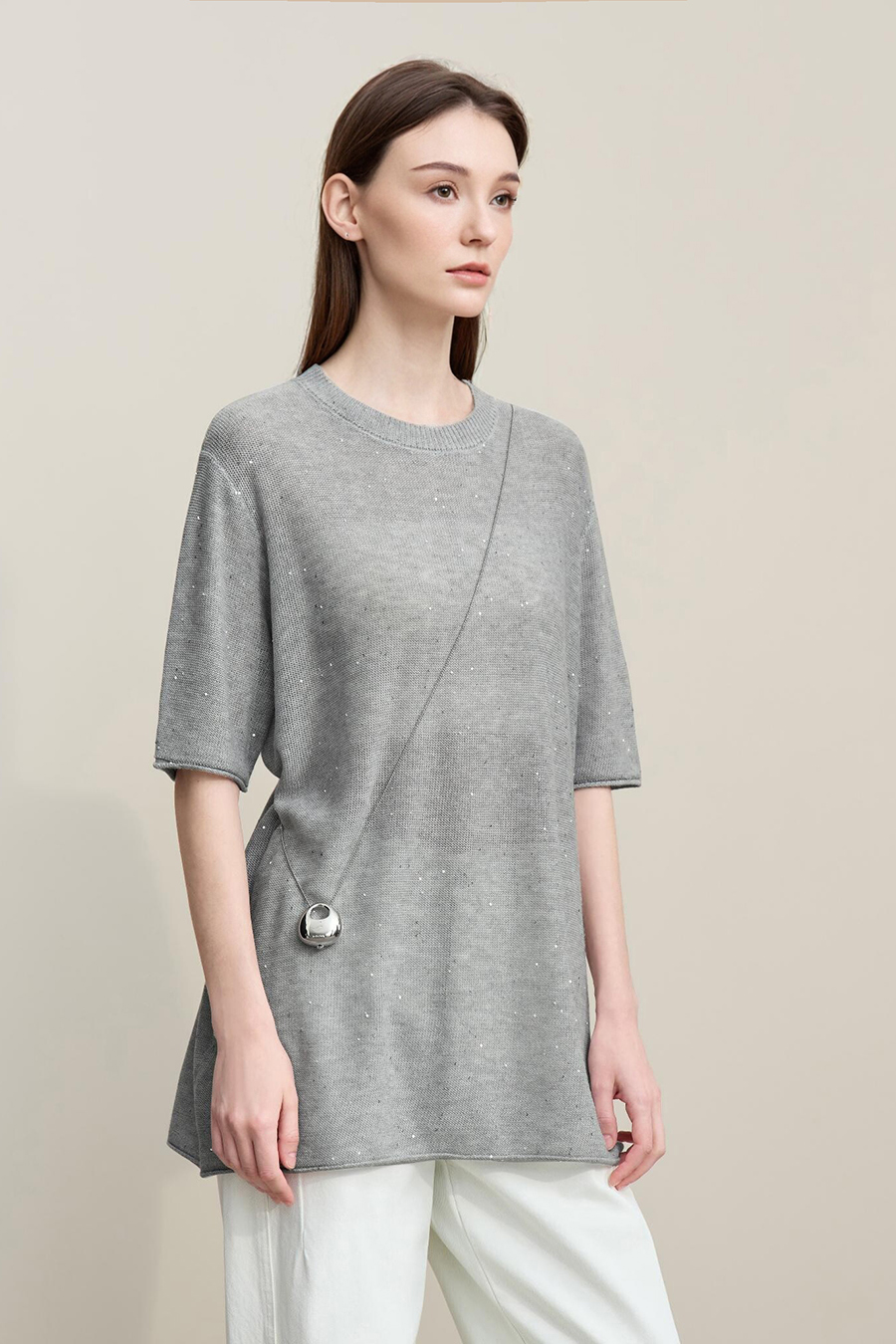 Sequin Yarn Knit Sweater