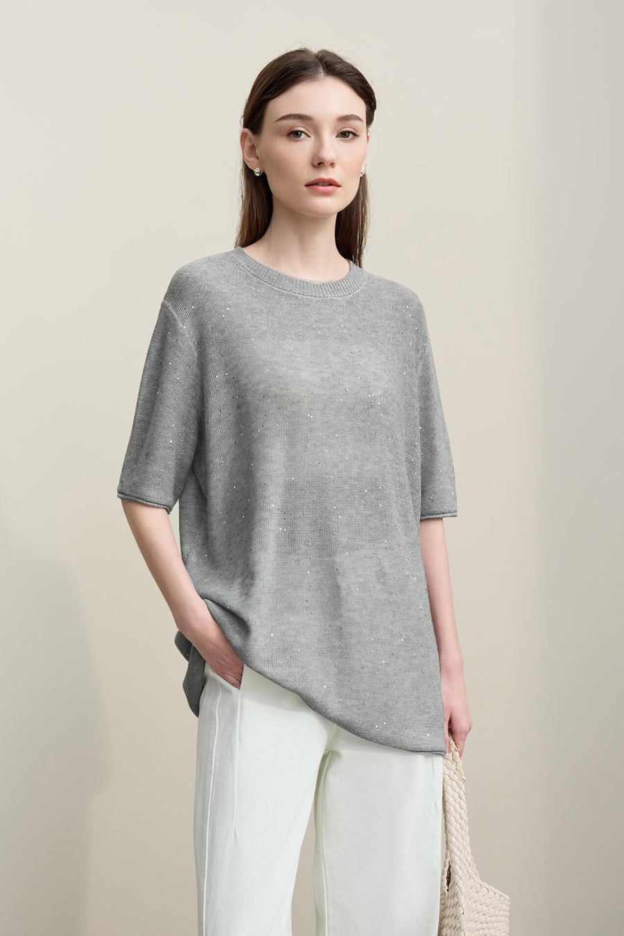 Sequin Yarn Knit Sweater