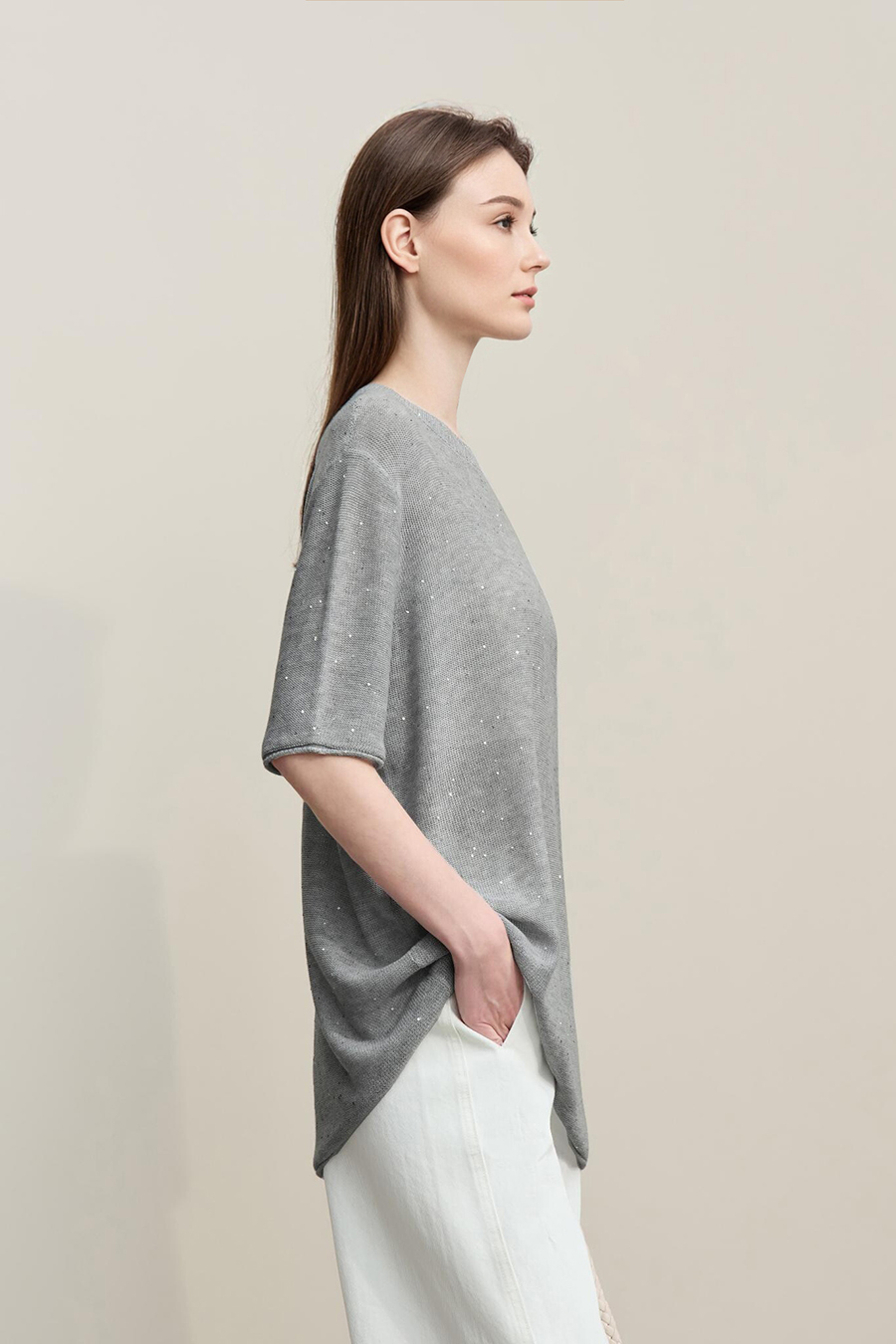 Sequin Yarn Knit Sweater
