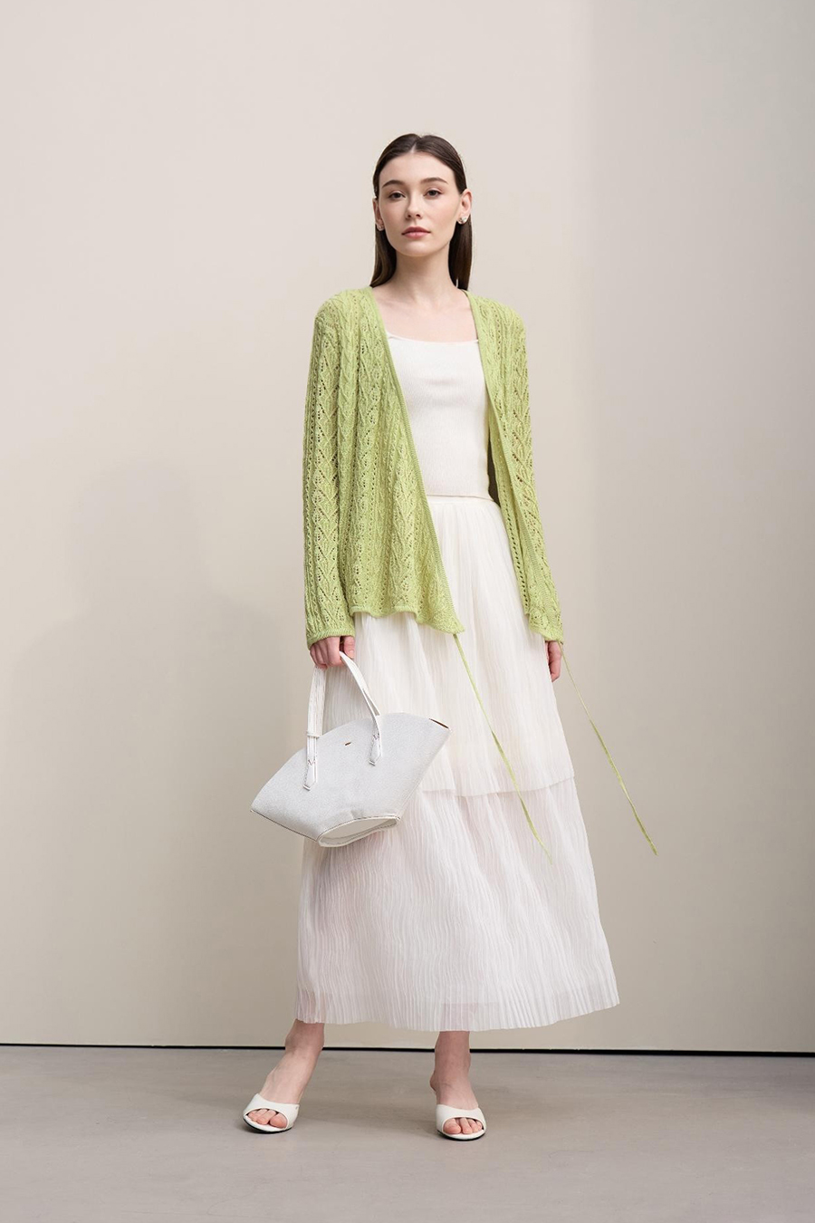 V-Neck Tie-Knot Knitted Sweater