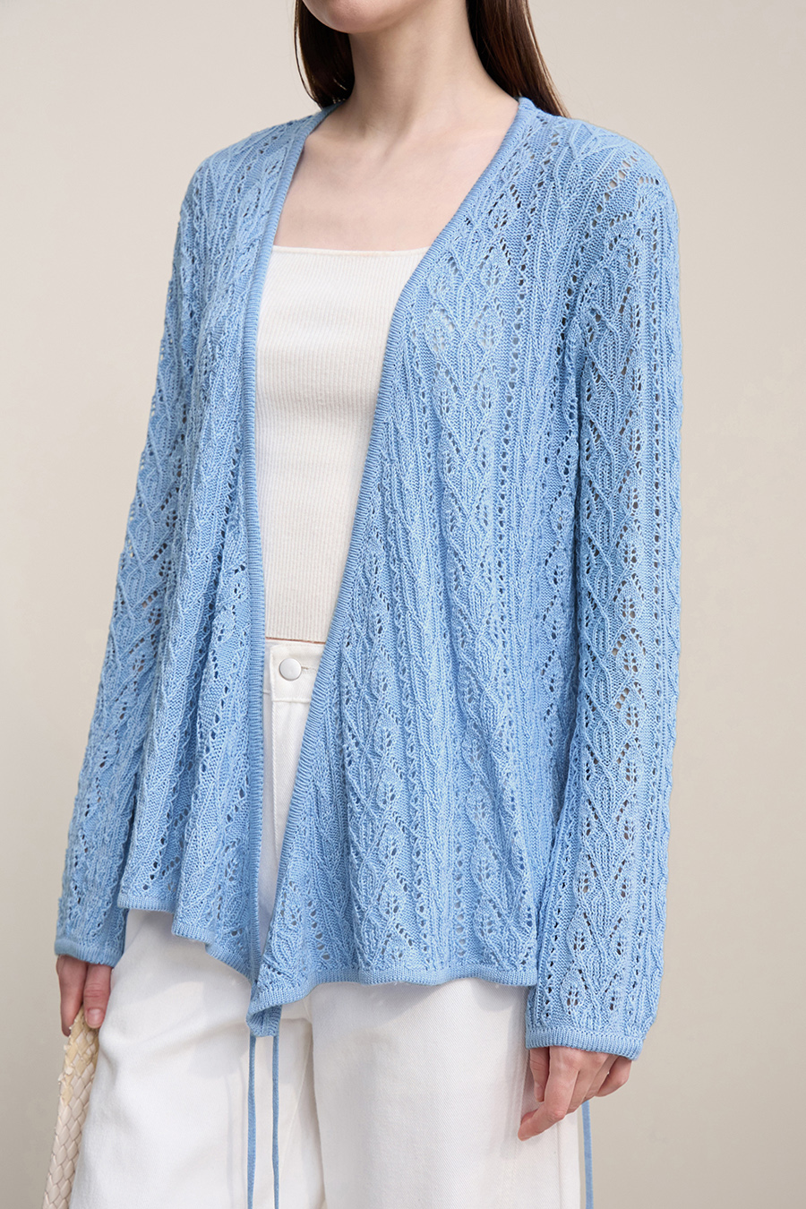 V-Neck Tie-Knot Knitted Sweater