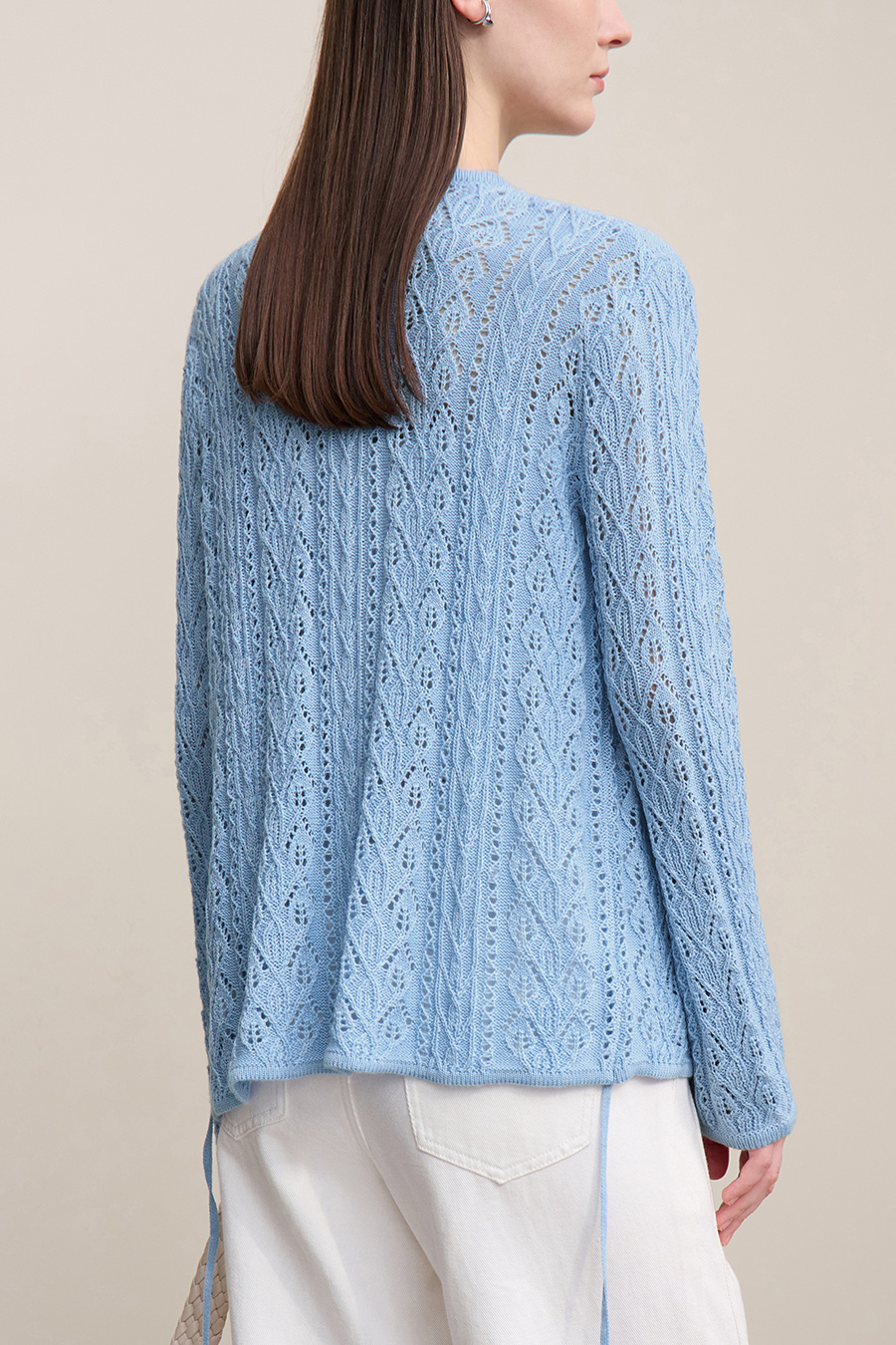 V-Neck Tie-Knot Knitted Sweater