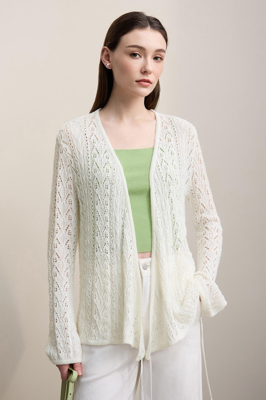 V-Neck Tie-Knot Knitted Sweater