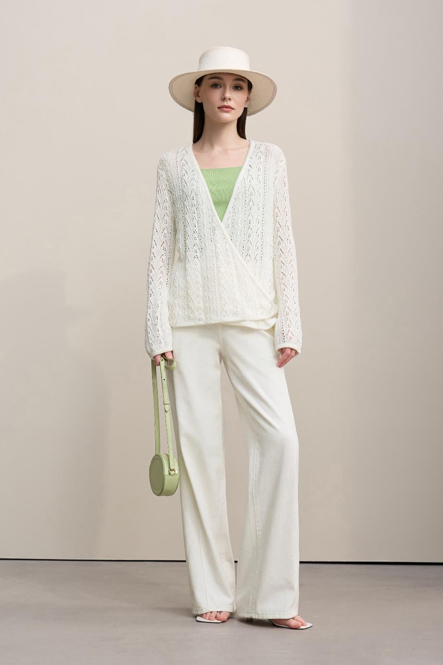 V-Neck Tie-Knot Knitted Sweater