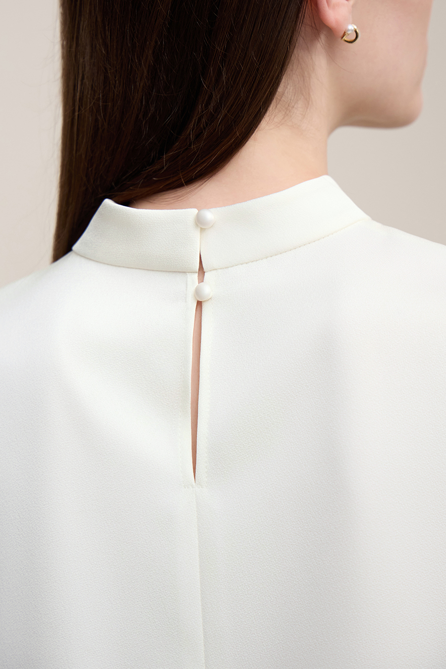 Contrast Fabric Spliced Chiffon Top