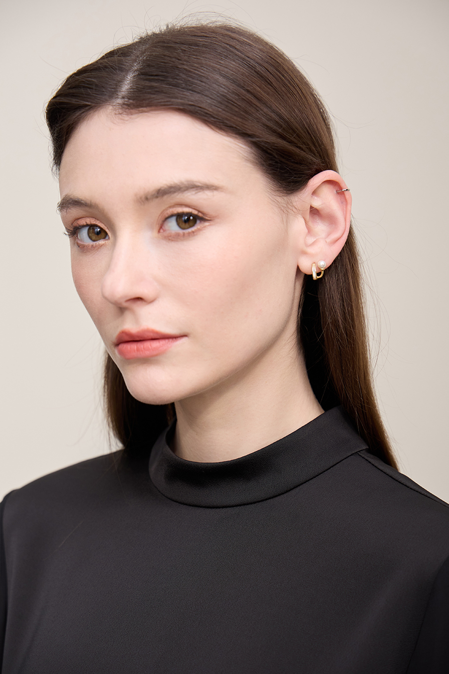 Contrast Fabric Spliced Chiffon Top