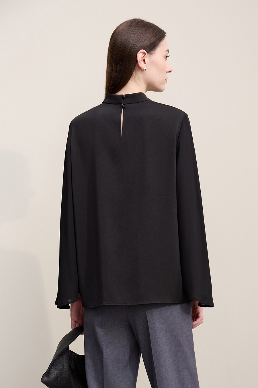 Contrast Fabric Spliced Chiffon Top