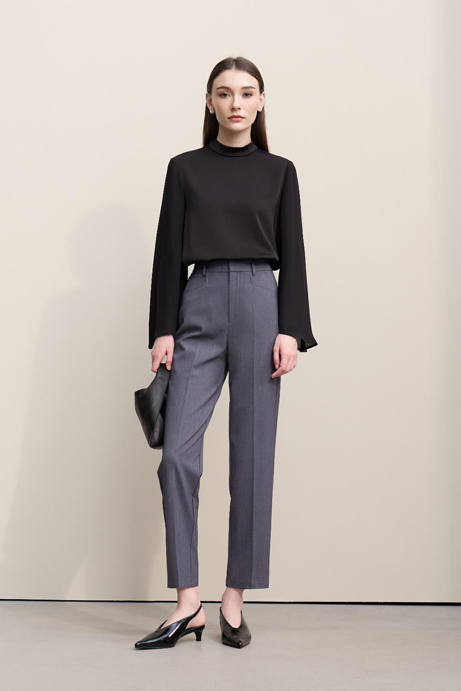 Contrast Fabric Spliced Chiffon Top