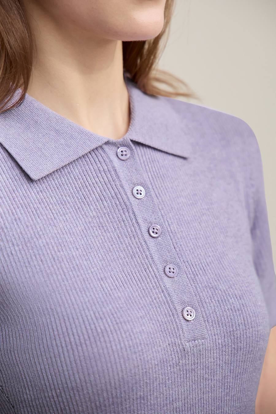 Polo collar knit sweater|AMII