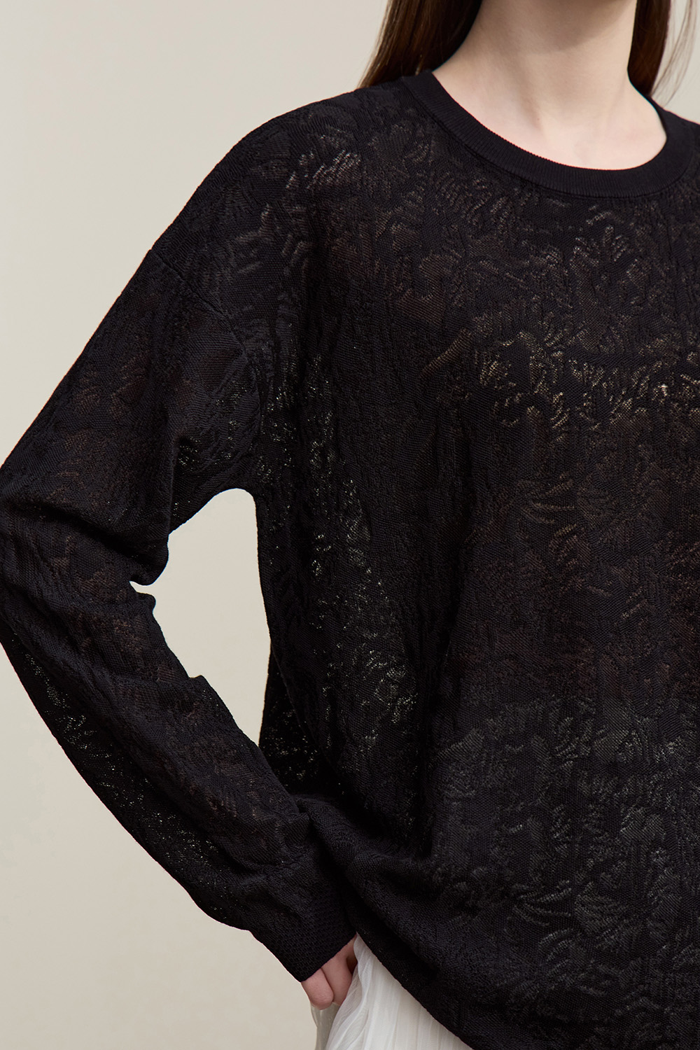 Round Neck Jacquard Knit Sweater