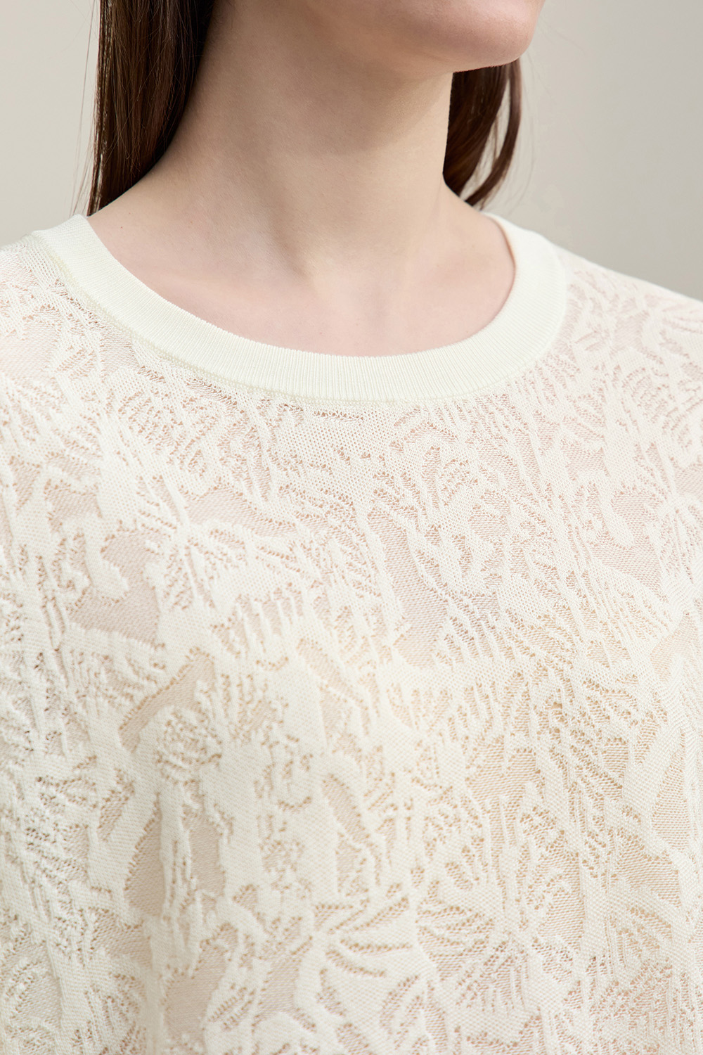 Round Neck Jacquard Knit Sweater