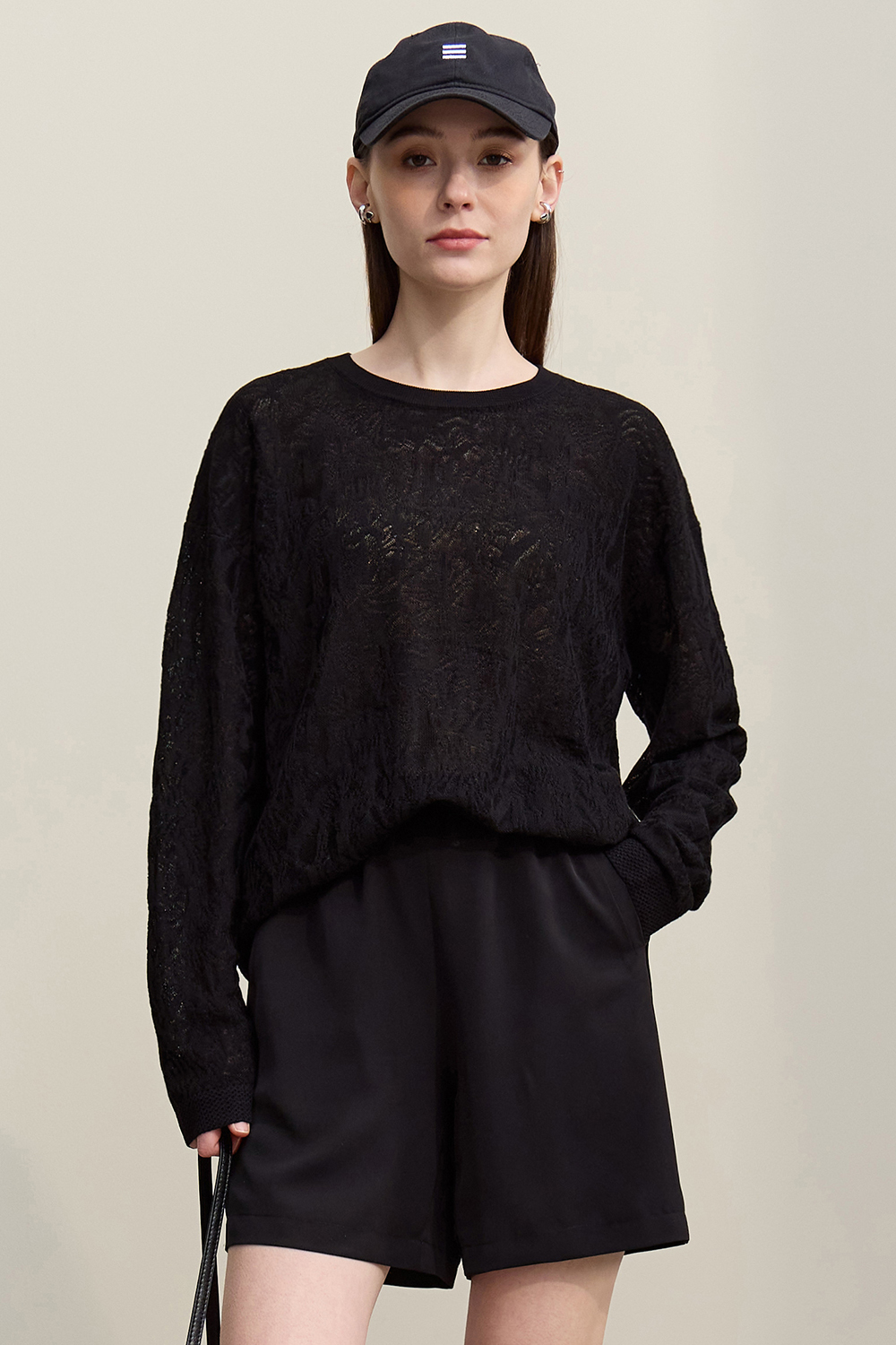 Round Neck Jacquard Knit Sweater