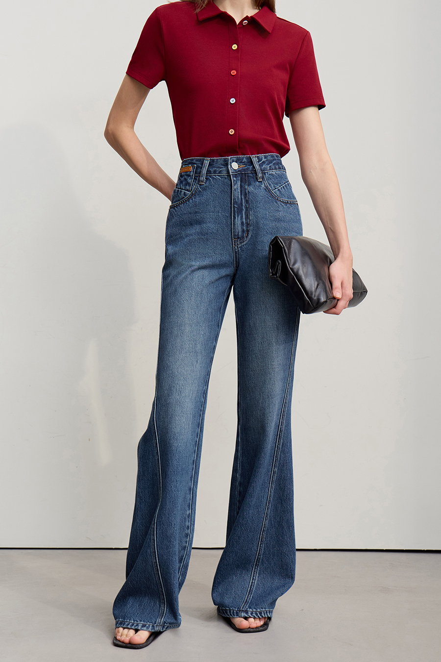 Cotton Flare Denim Pants