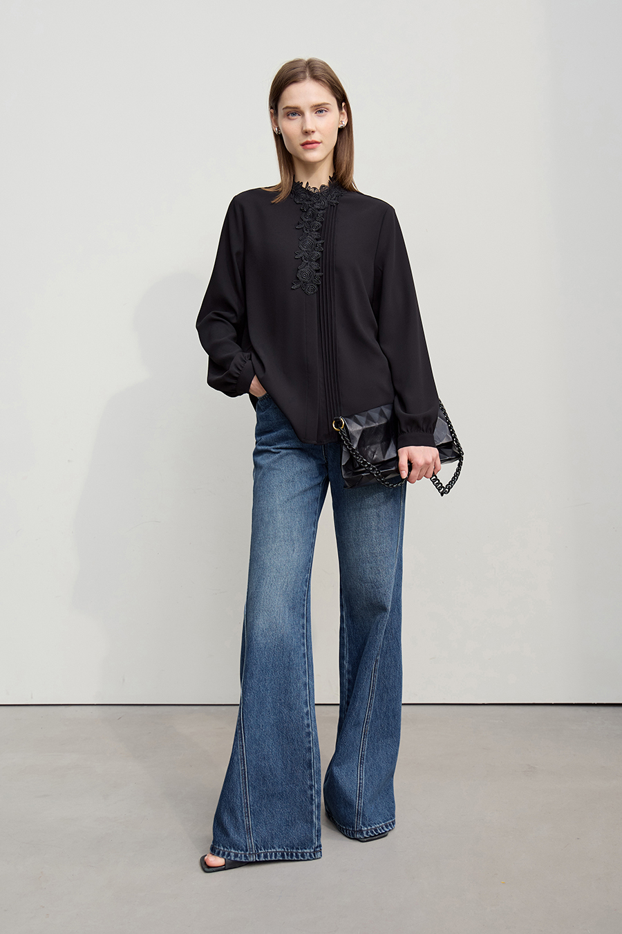 Cotton Flare Denim Pants