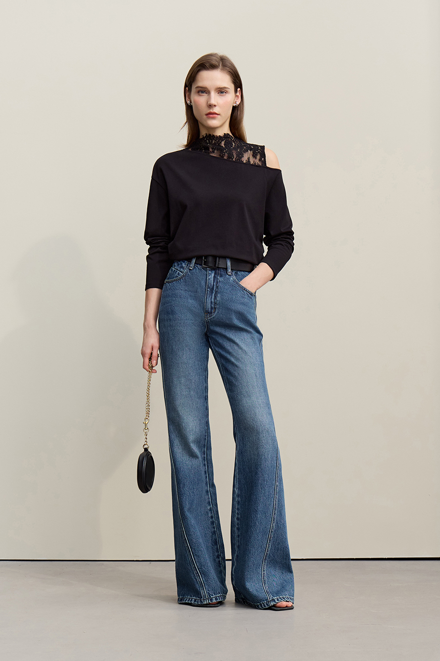 Cotton Flare Denim Pants