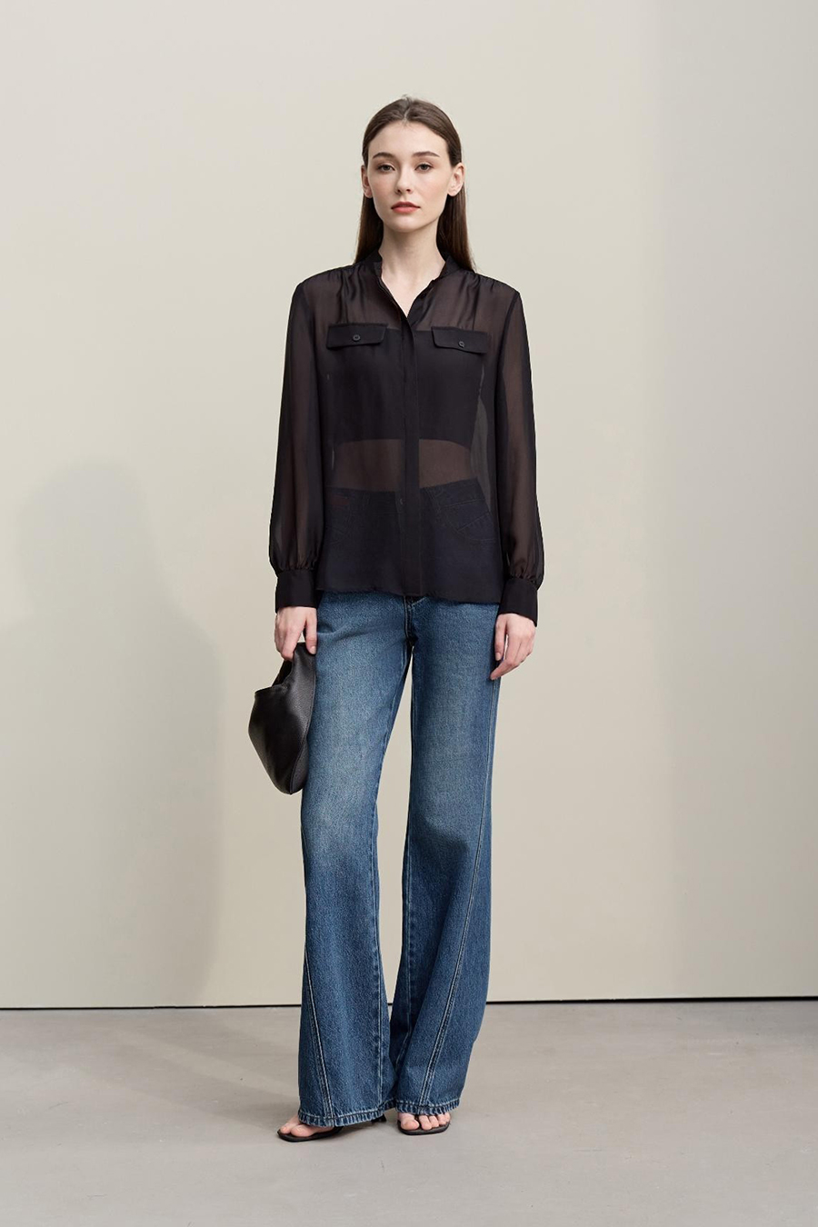 Cotton Flare Denim Pants