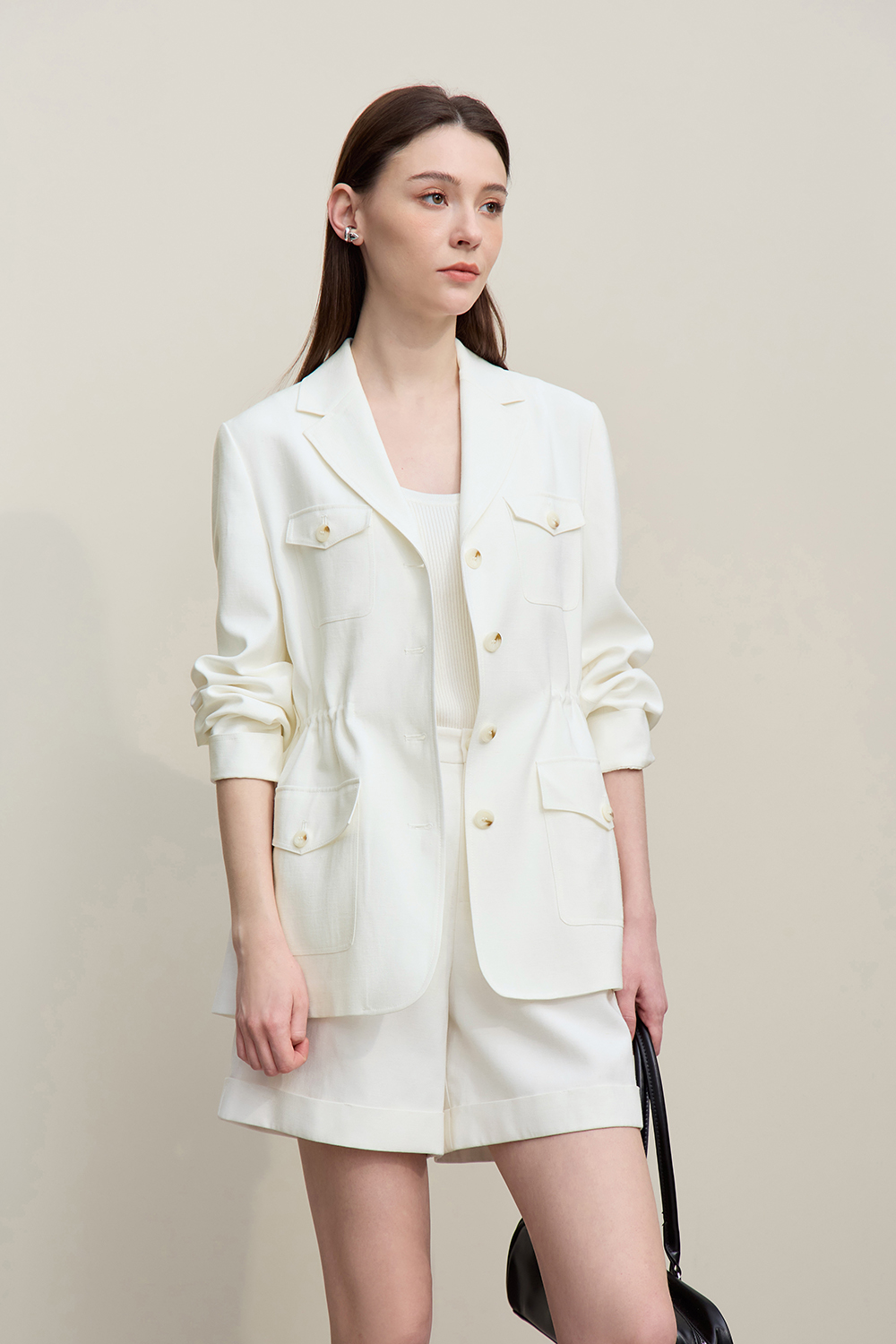 Cargo Style Linen Coat