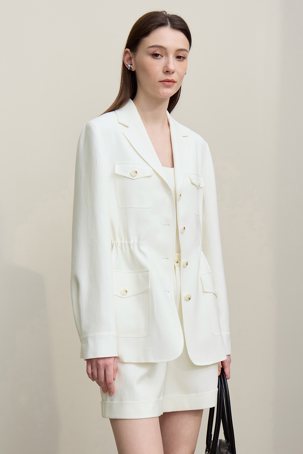 Cargo Style Linen Coat