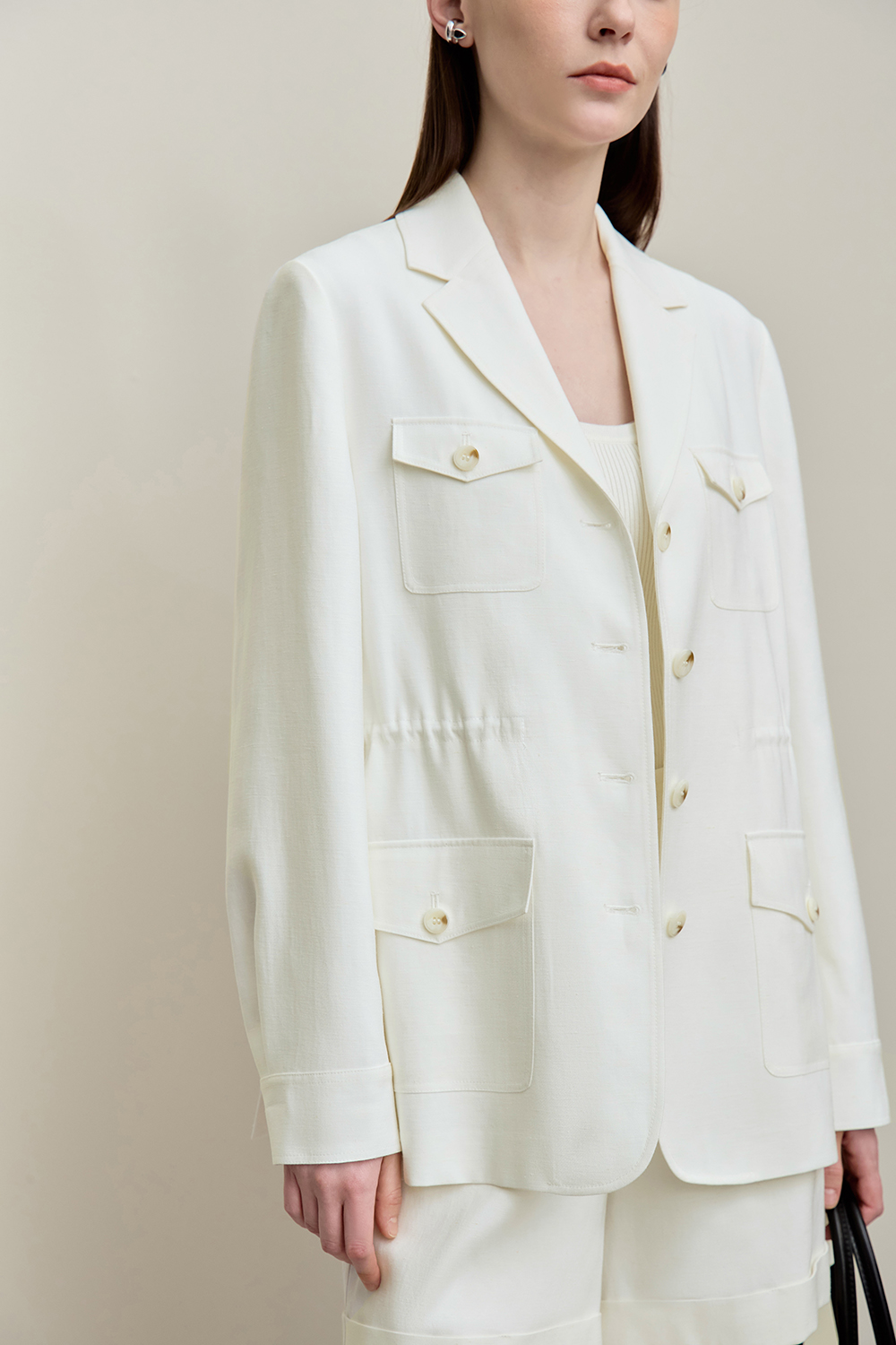 Cargo Style Linen Coat