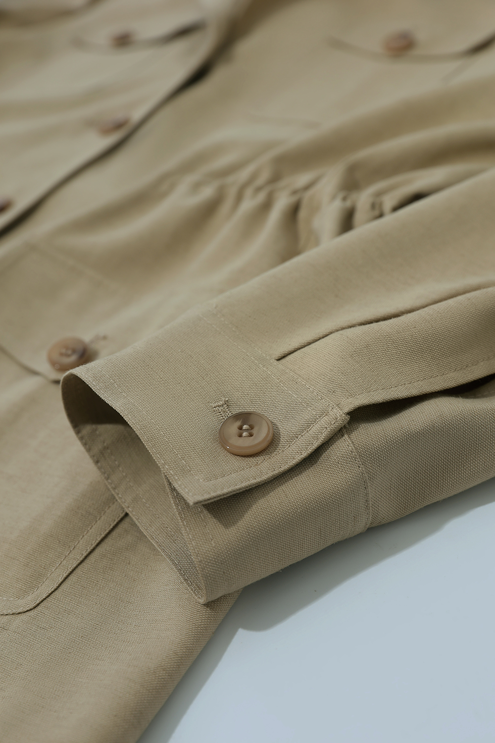 Cargo Style Linen Coat