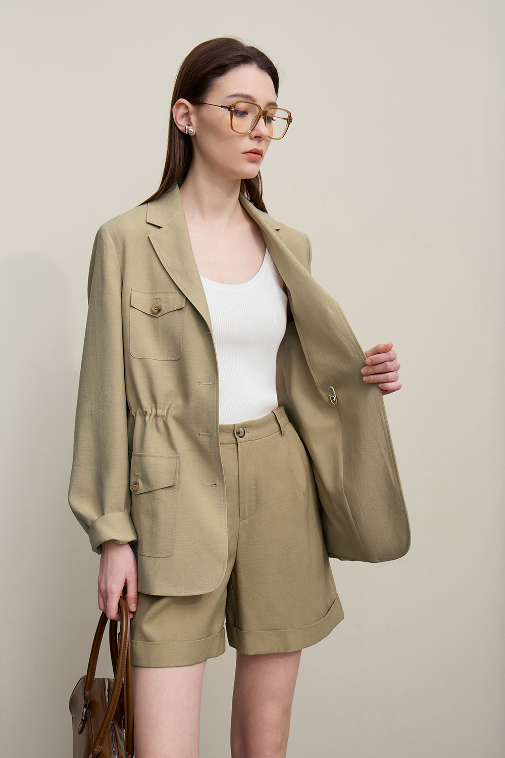 Cargo Style Linen Coat