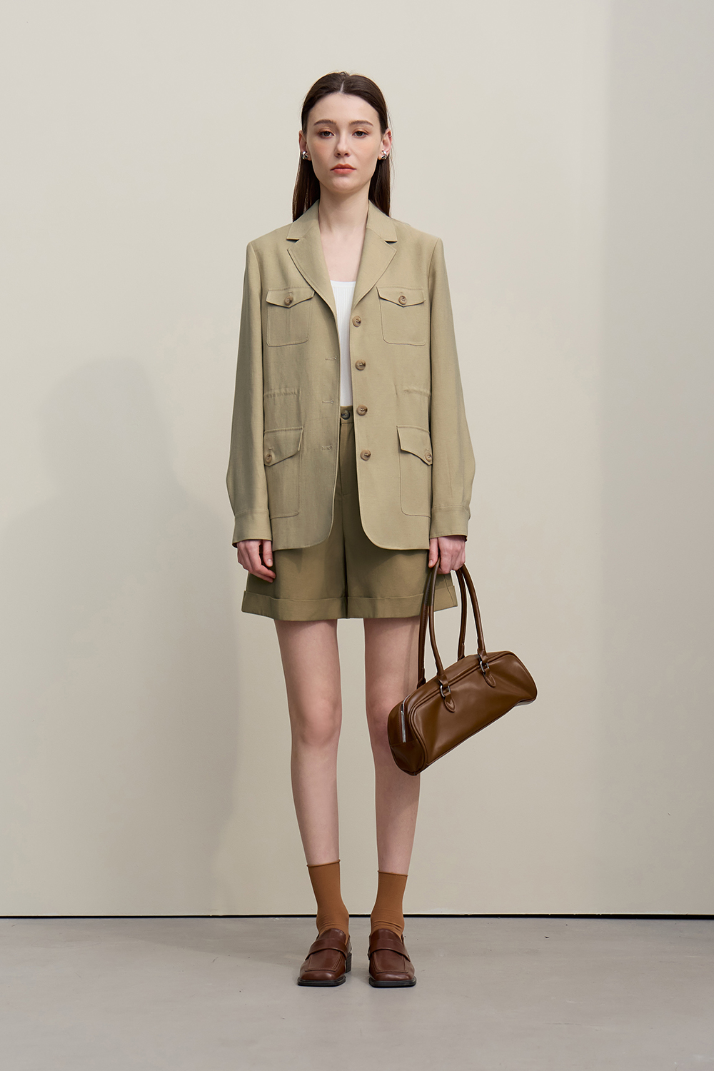 Cargo Style Linen Coat