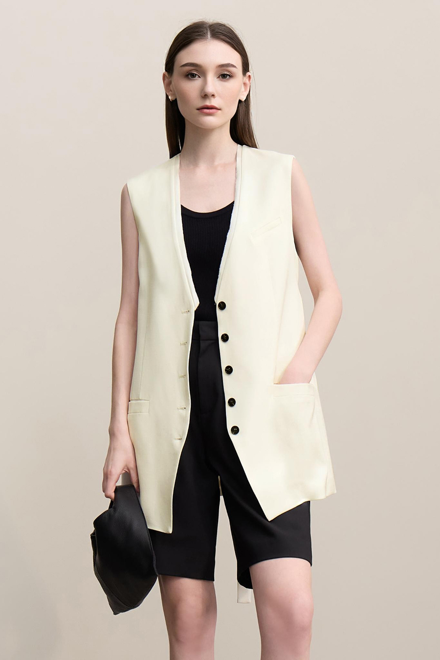 V-neck mid-length waistcoat|AMII