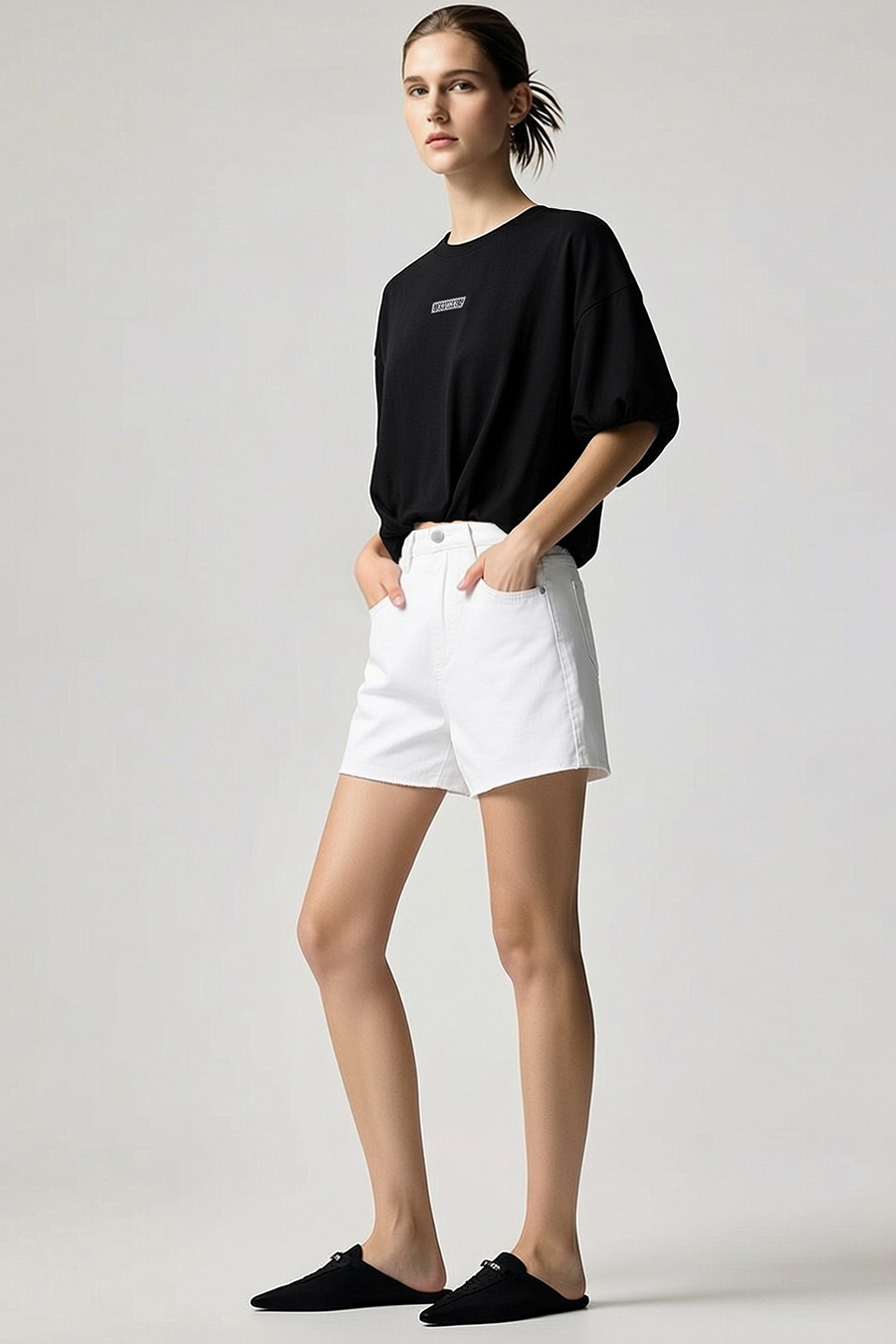 Round Neck Lantern Sleeve T-Shirt|AMII