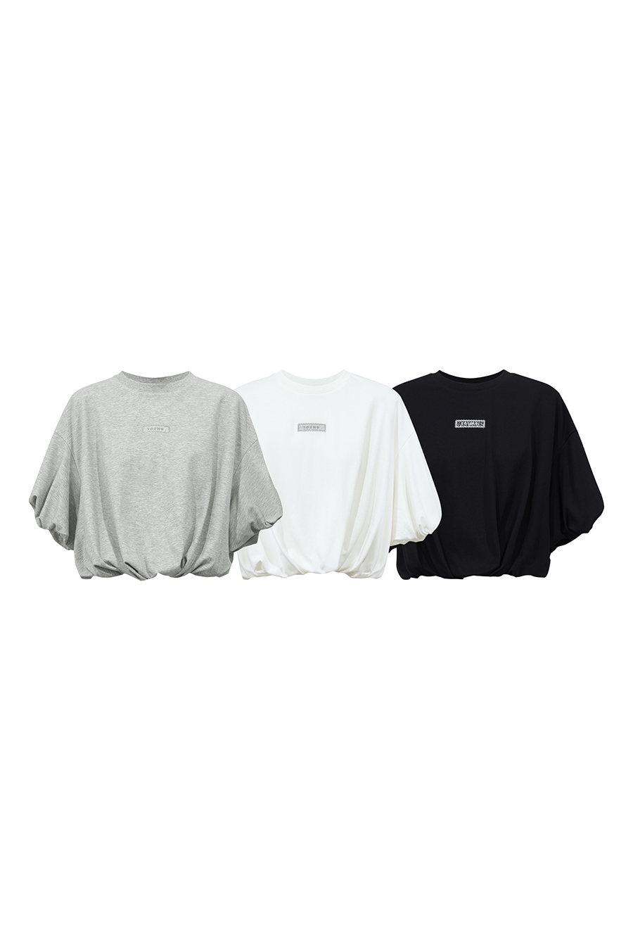 Round Neck Lantern Sleeve T-Shirt|AMII