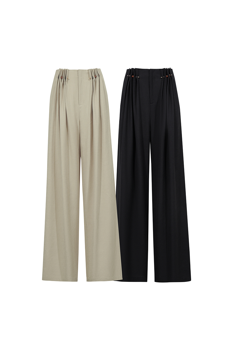 Beaded Brooch Casual Pants