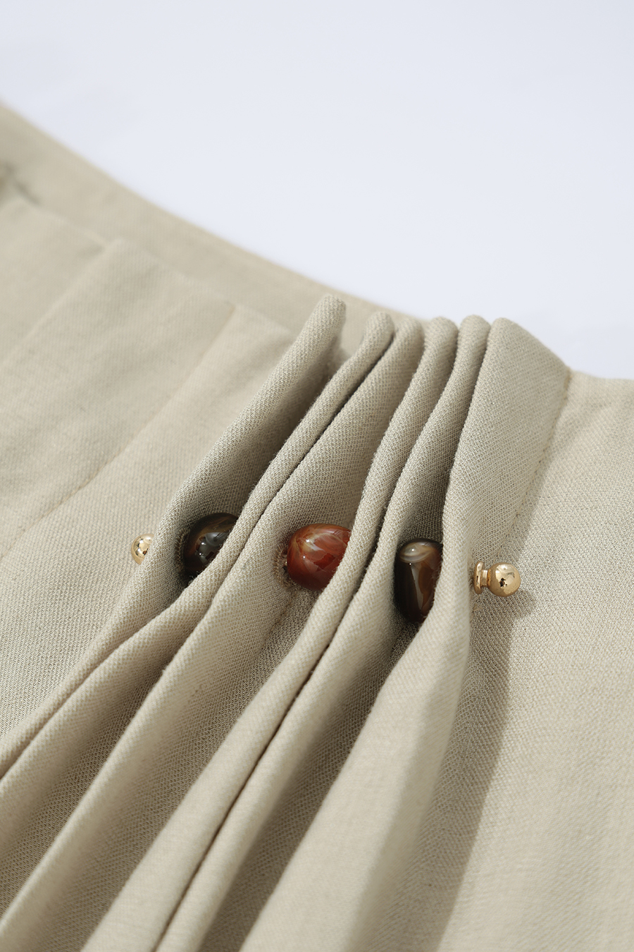 Beaded Brooch Casual Pants