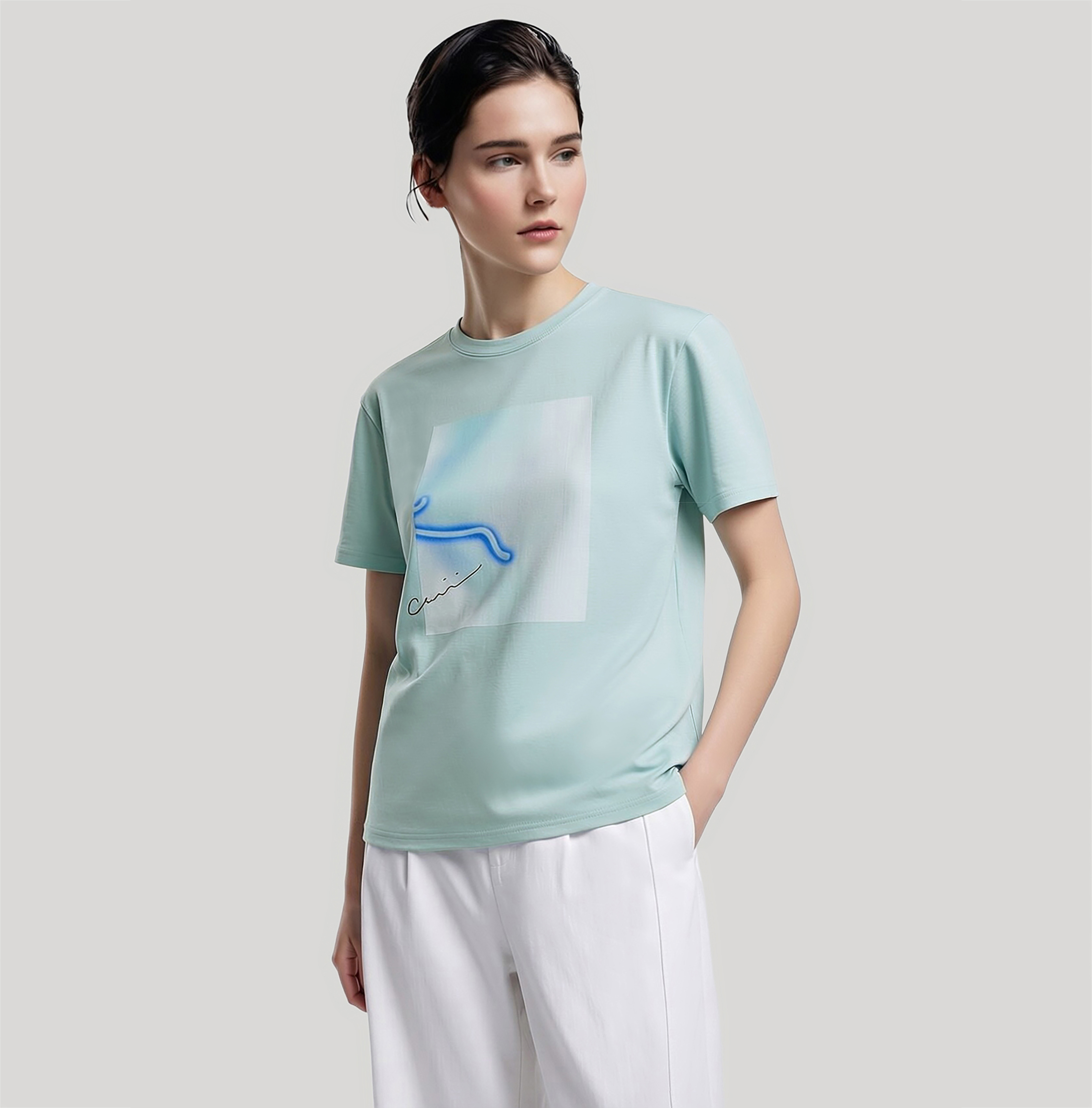 Abstract Print Round Neck T-Shirt|AMII