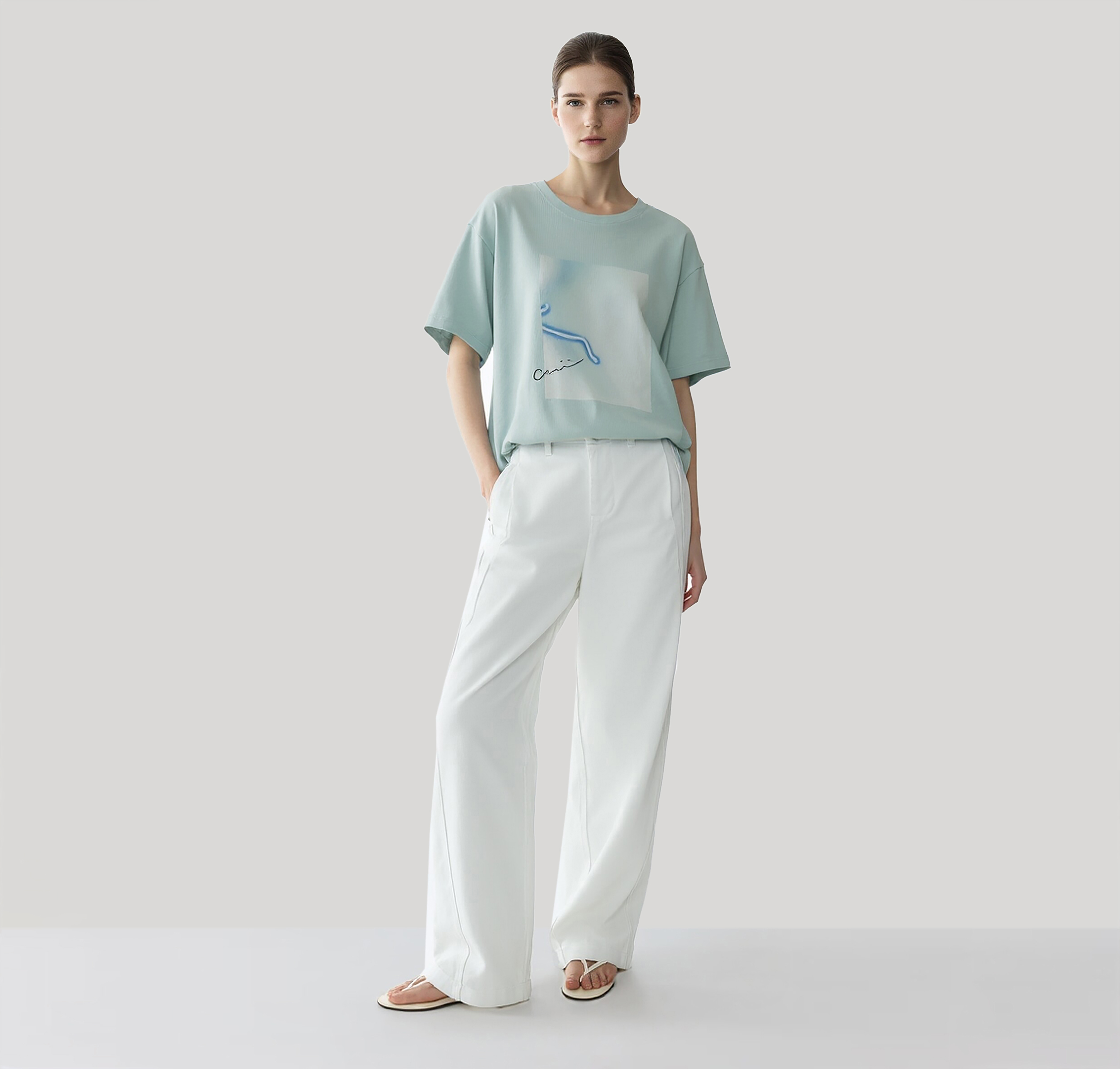 Abstract Print Round Neck T-Shirt|AMII
