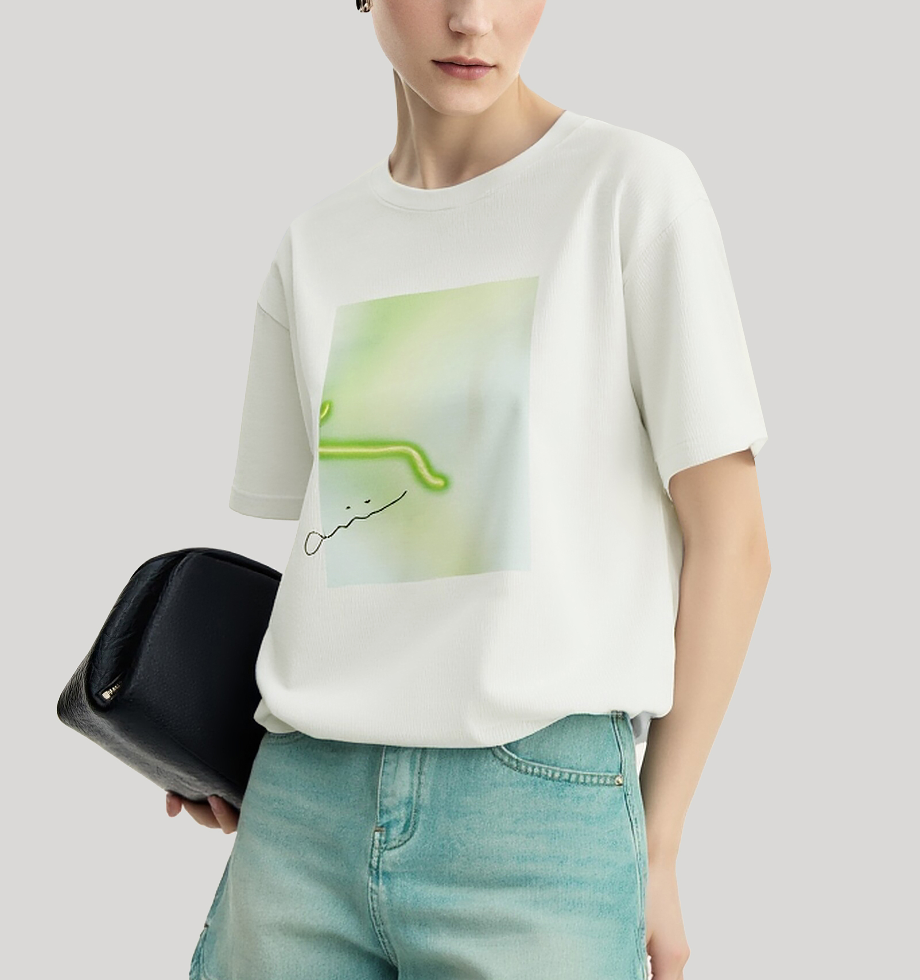 Abstract Print Round Neck T-Shirt|AMII