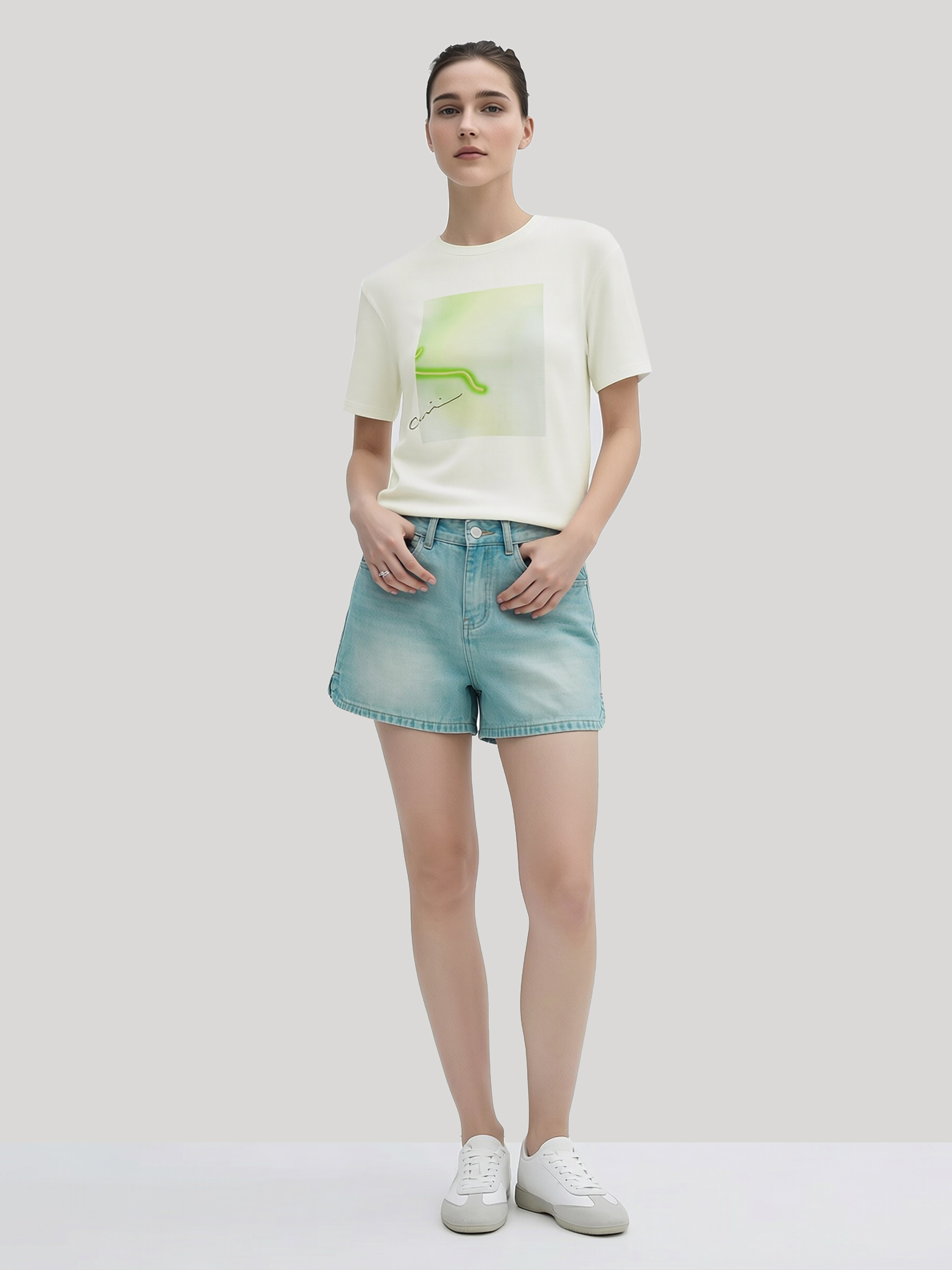 Abstract Print Round Neck T-Shirt|AMII