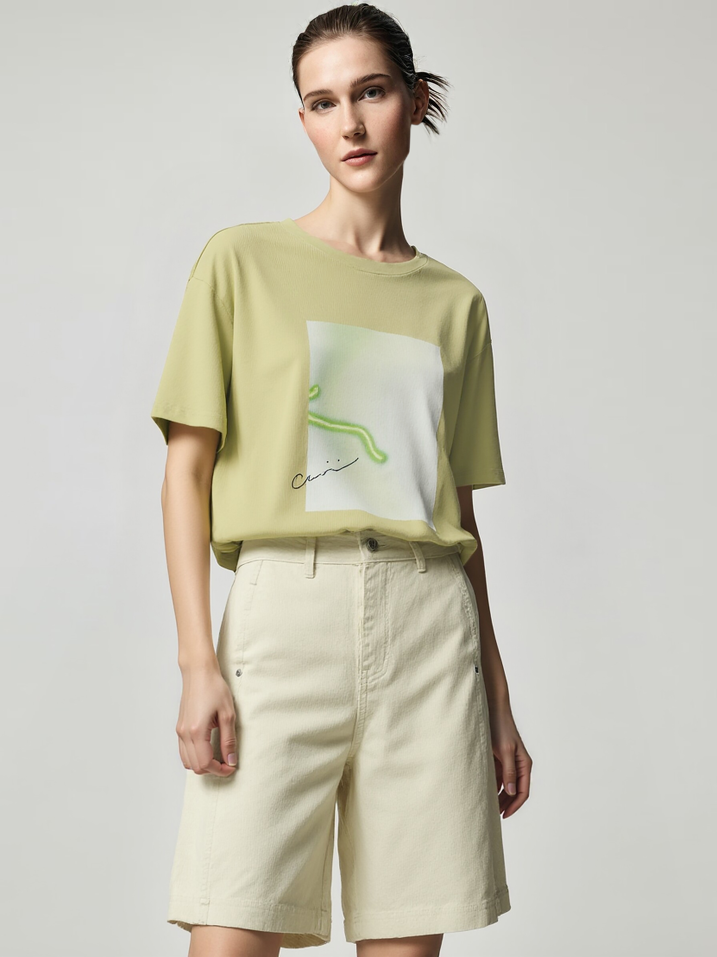 Abstract Print Round Neck T-Shirt|AMII