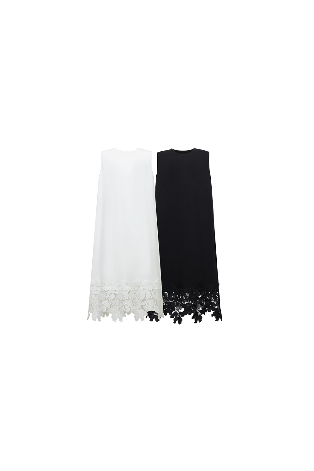 Lace Spliced Crew Neck Dress