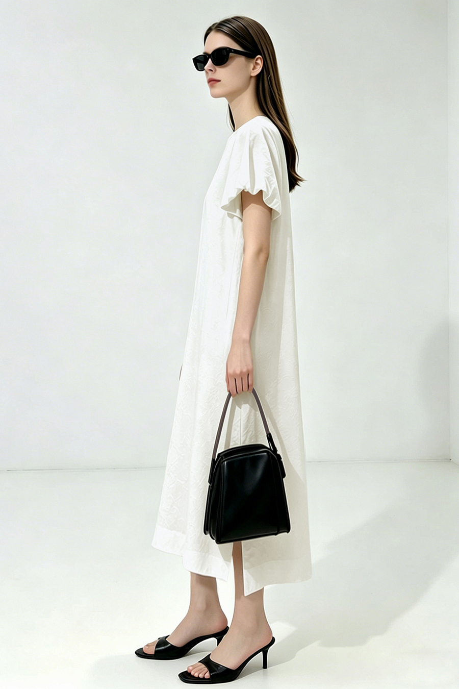 Lantern Sleeve Jacquard Dress