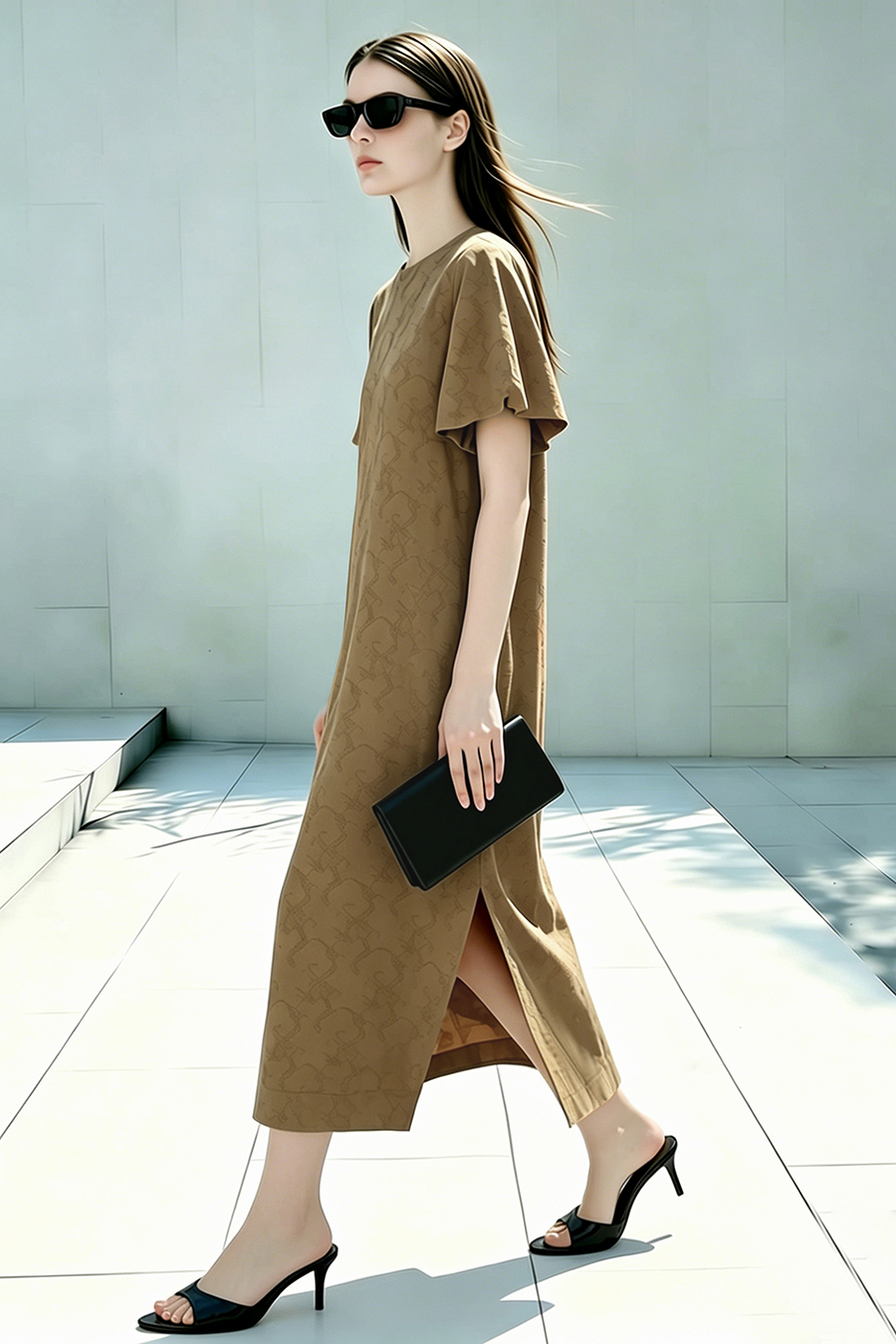 Lantern Sleeve Jacquard Dress