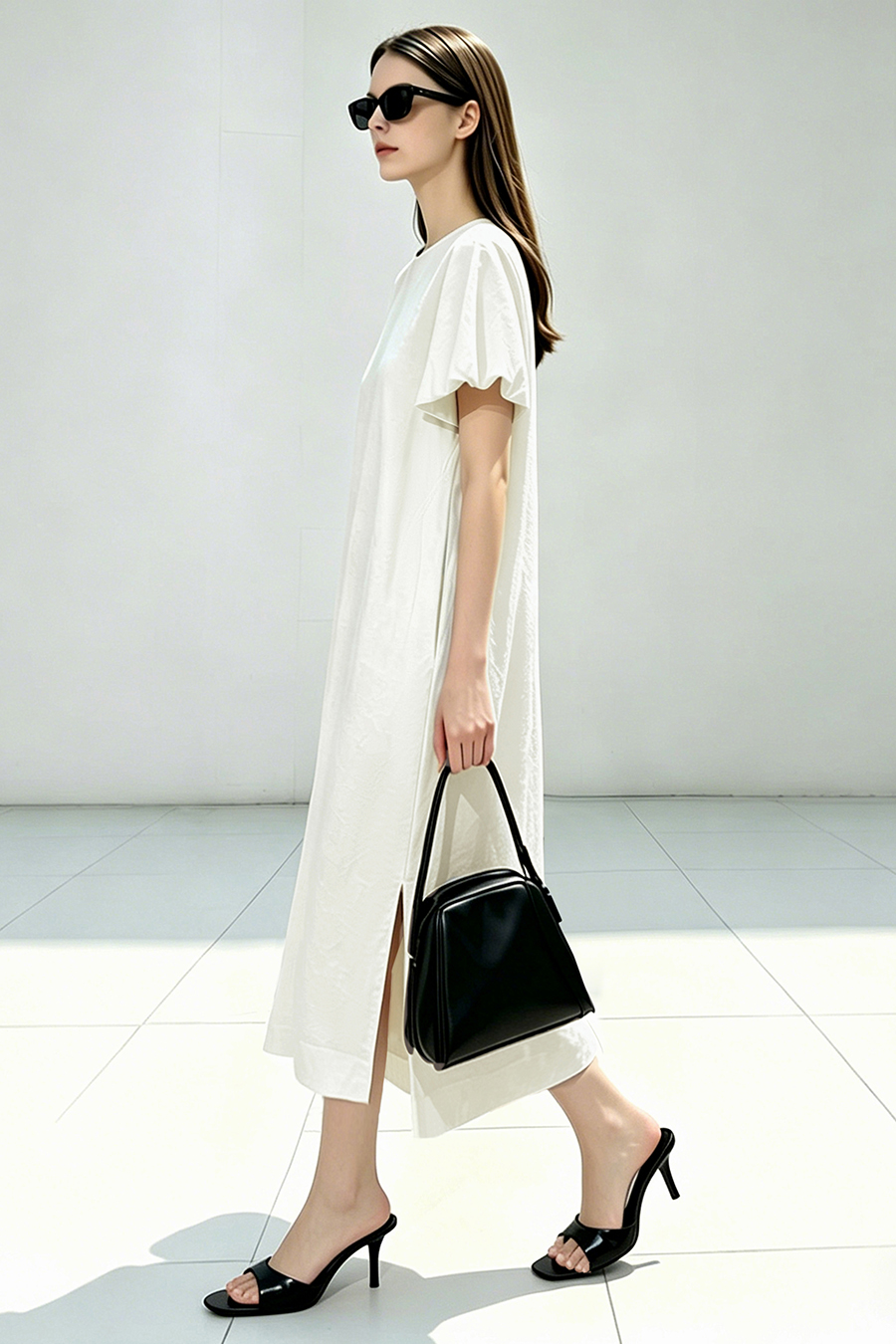 Lantern Sleeve Jacquard Dress