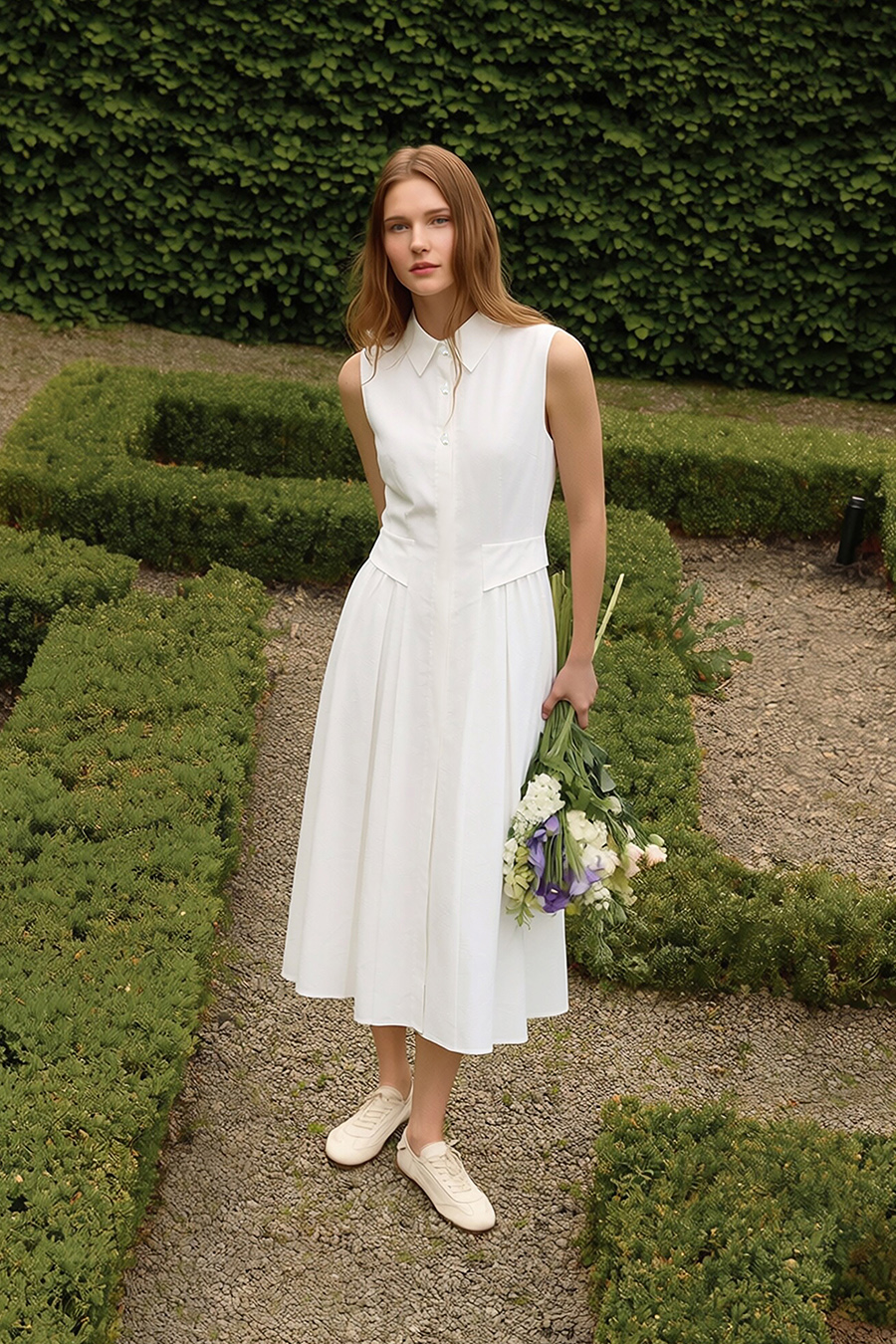 Lapel Jacquard Dress|AMII
