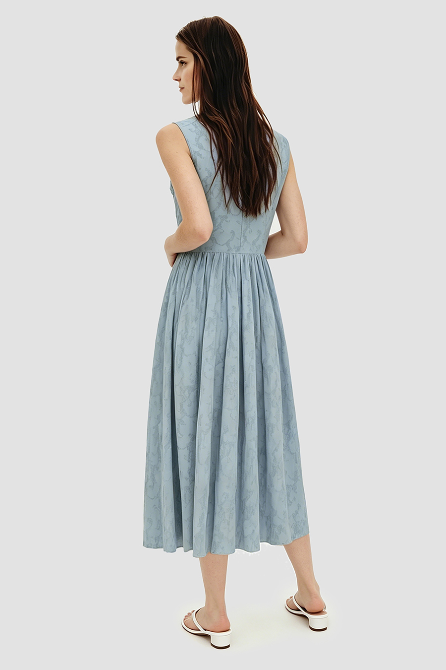 Lapel Jacquard Dress|AMII