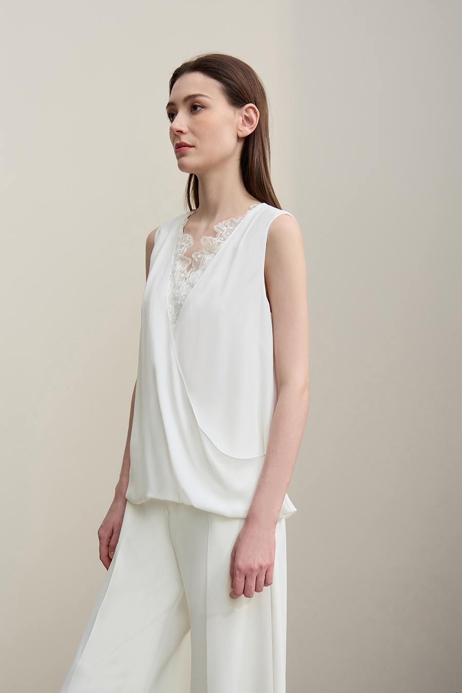 Lace Spliced Chiffon Camisole
