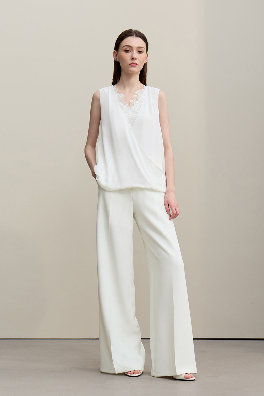 Lace Spliced Chiffon Camisole