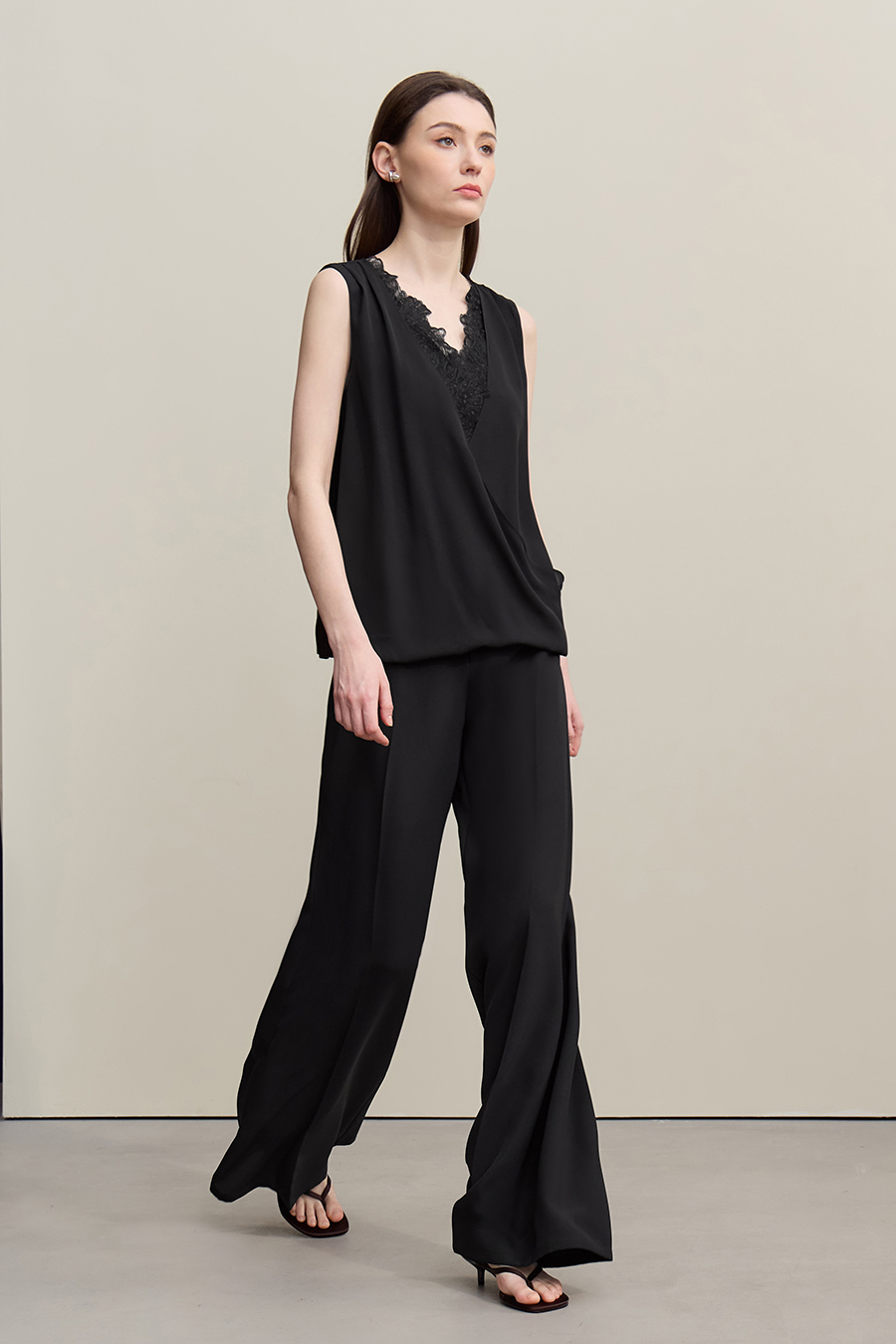 Lace Spliced Chiffon Camisole