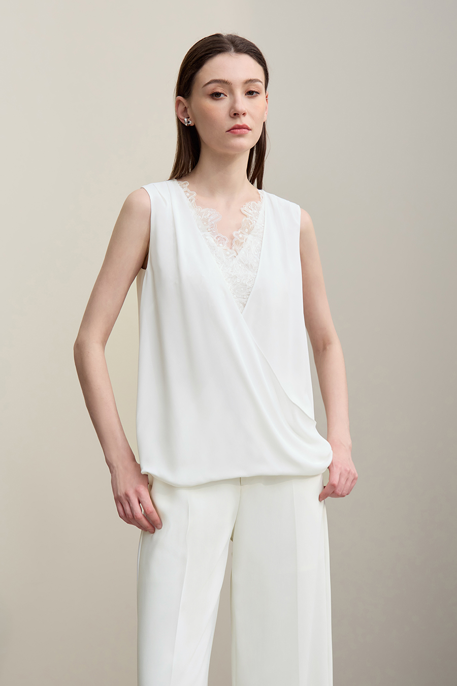 Lace Spliced Chiffon Camisole